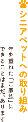 シニアペットへの取り組み